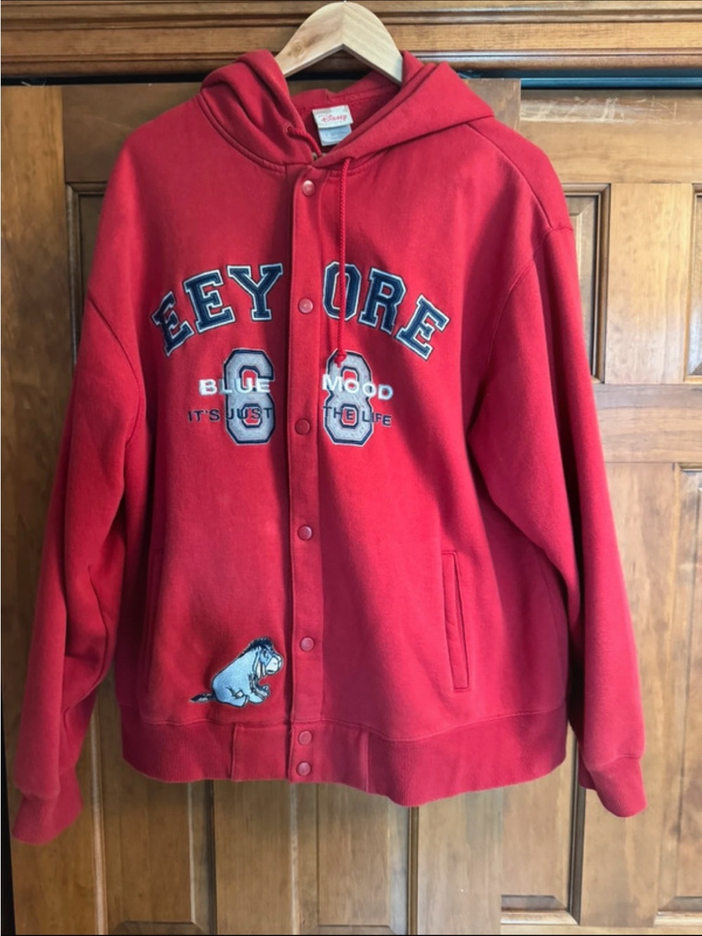 Disney Red Eeyore Hooded Snap Jacket